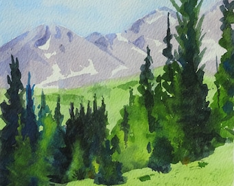 Paisaje de acuarela de las Montañas Rocosas de Colorado