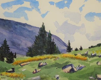 Colorado Rocky Mountain watercolor landscape