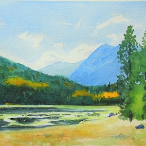 Colorado Rocky Mountain National Park watercolor landscape