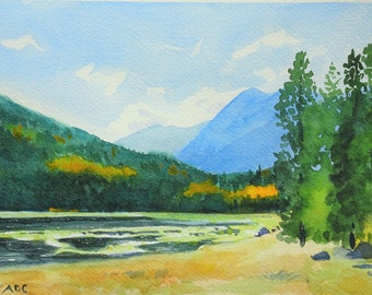 Colorado Rocky Mountain National Park watercolor landscape