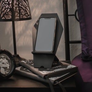 Coffin Phone Stand | Phone Holder | Gothic Phone Display | Spooky Phone Holder | Cell Phone Stand | Phone Charging Dock | Halloween | Goth