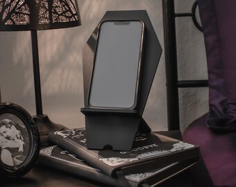 Coffin Phone Stand | Phone Holder | Gothic Phone Stand | Spooky Phone Holder | Phone Stand | Goth Home Decor | Halloween | Goth Coffin Decor