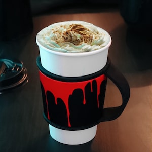 Cup Cozy | Blood Drips | Coffee Sleeve | Iced Coffee Sleeve | Hot Coffee Sleeve | Coffee Sleeve with Handle | Spooky | Halloween | Gothic