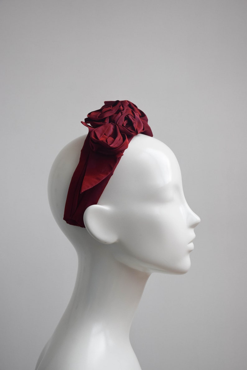 Dark Red Headband Wine Red Wedding Headband Dark Red Ladies Etsy