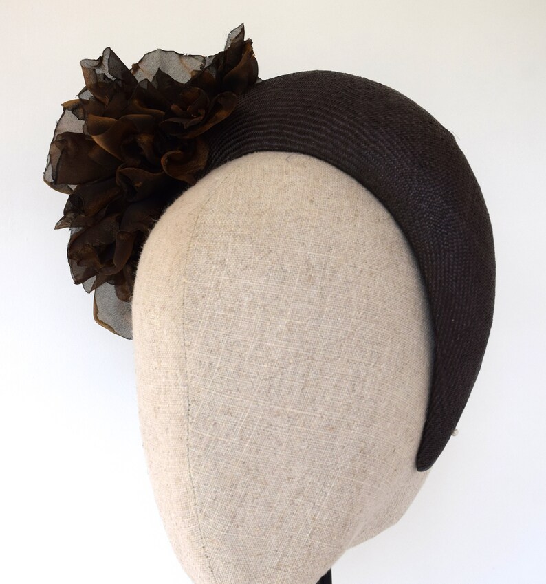 Brown Gold Wedding Fascinator Brown Halo Headband Brown Bronze Halo Crown Brown Headband Hat Chocolate Brown Halo Crown Headpiece