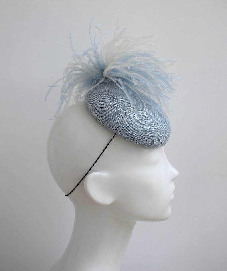 Light Blue Pillbox Hat Powder Blue Cocktail Hat Pastel Blue Ladies Day Racing Style Derby Hat Pale Blue Wedding Fascinator Ascot Hat