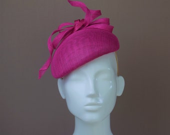 Fushia Pink Wedding Guest Hat - Cerise Pink Fascinator Hat - Dark Pink Kate Style Hat - Pink Wedding Hat - Duchess of Cambridge HatStyle Hat