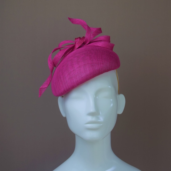 Fushia Pink Wedding Guest Hat - Cerise Pink Fascinator Hat - Dark Pink Kate Style Hat - Pink Wedding Hat - Duchess of Cambridge HatStyle Hat