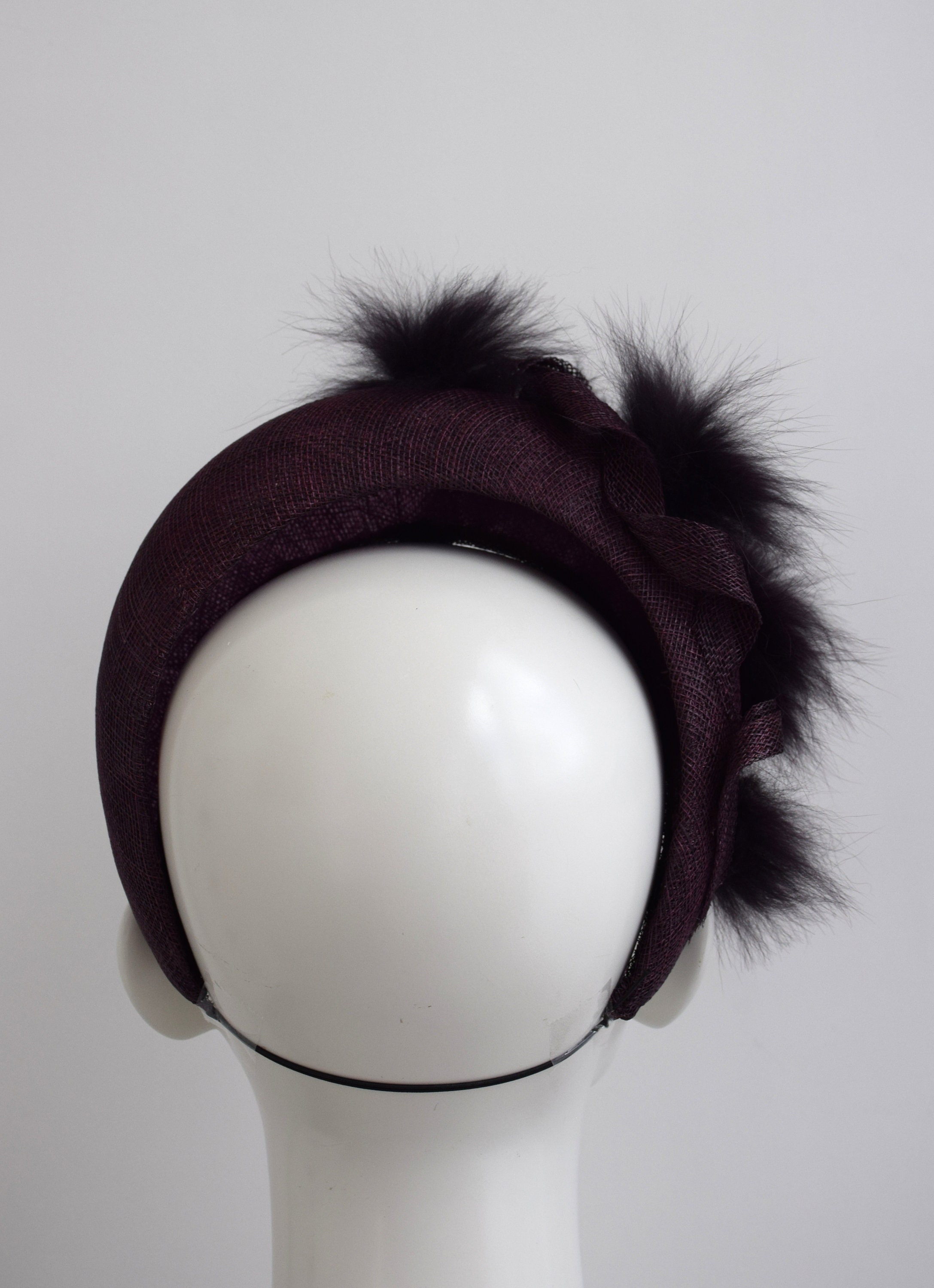 Aubergine Headband Hat Eggplant Purple Fur Hat Dark Purple Etsy UK