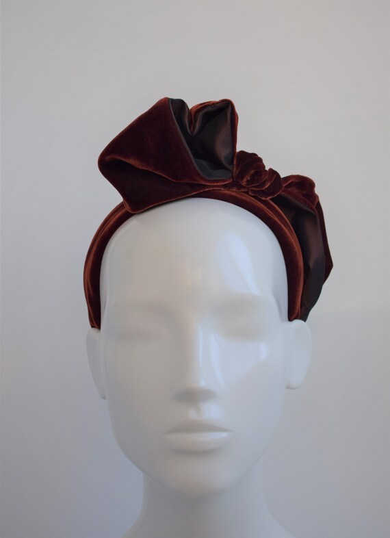 Burnt Orange Russet Red Large Bow Headband 1940's Bow | Etsy UK