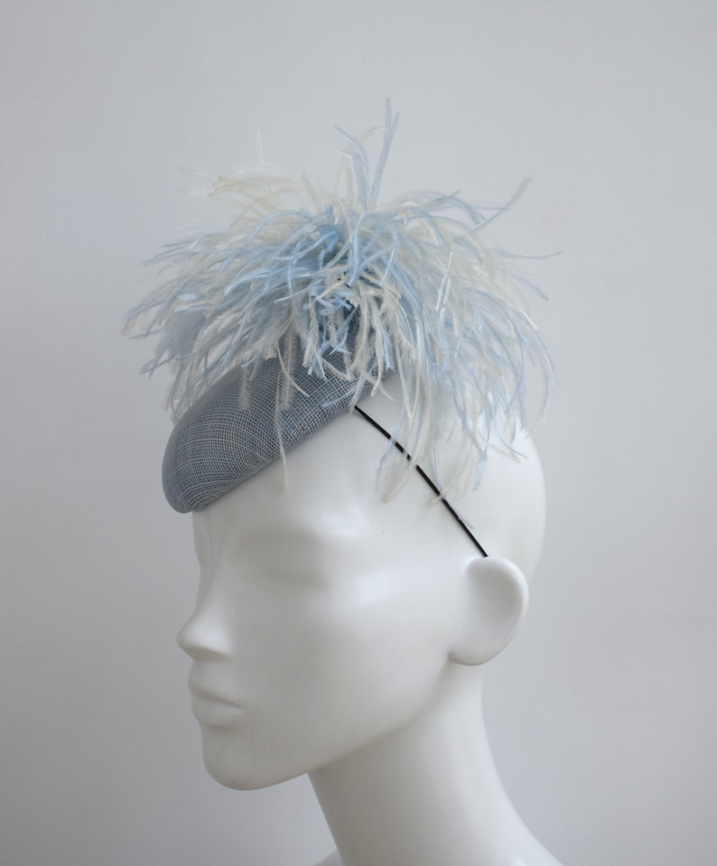Light Blue Pillbox Hat Powder Blue Cocktail Hat Pastel Blue Ladies Day Racing Style Derby Hat Pale Blue Wedding Fascinator Ascot Hat