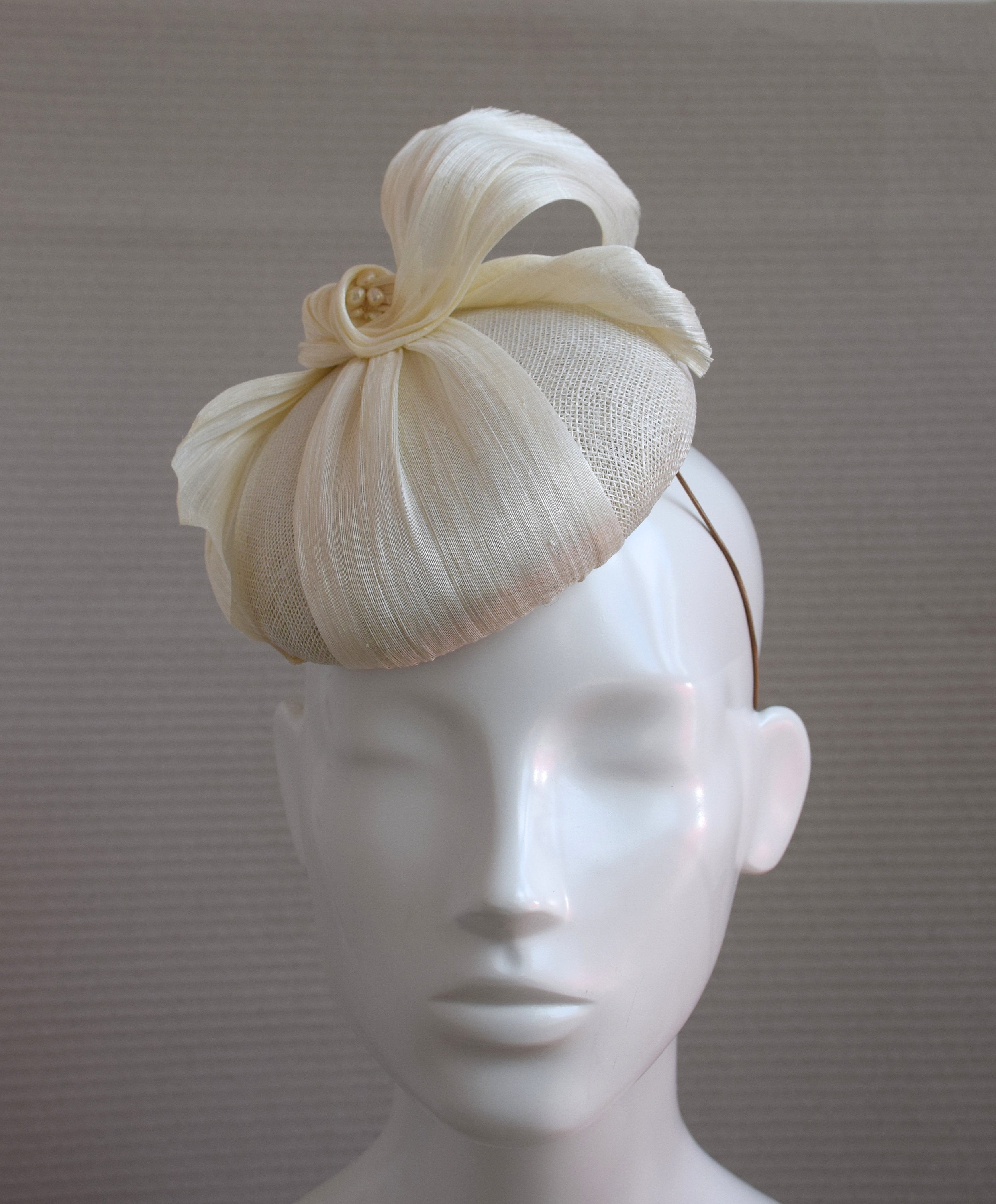 Ivory Cocktail Hat Ivory Fascinator Bridal Hat Silk Etsy UK