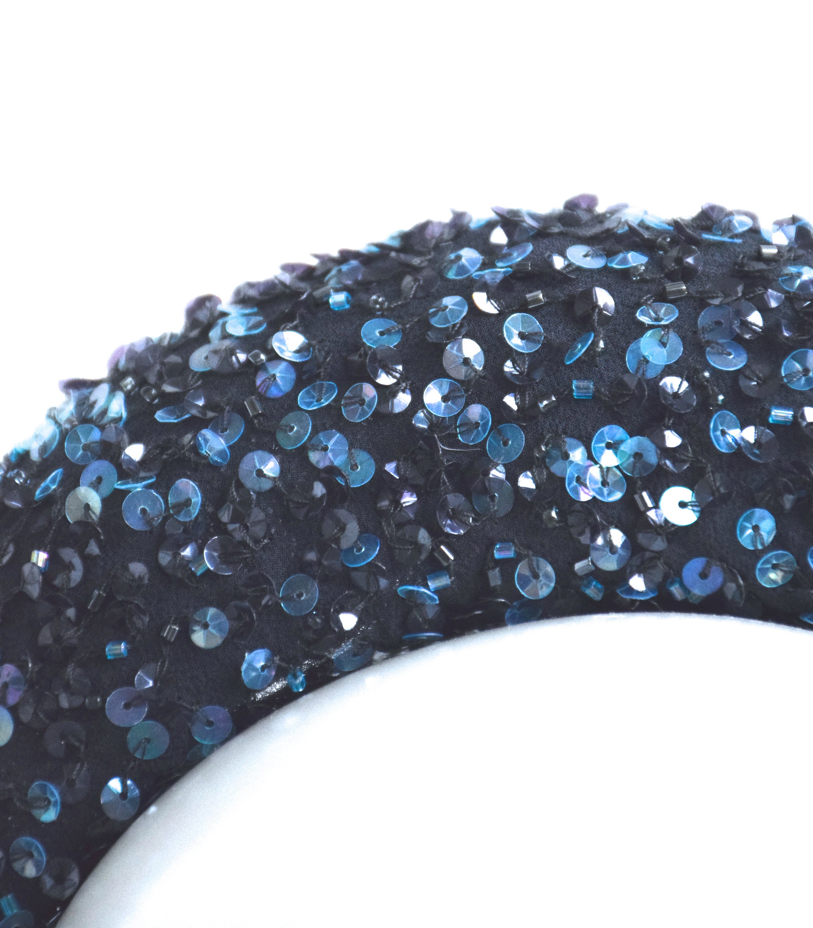 Denim Blue Halo Crown Navy Blue Beaded Silk Halo Headband | Etsy