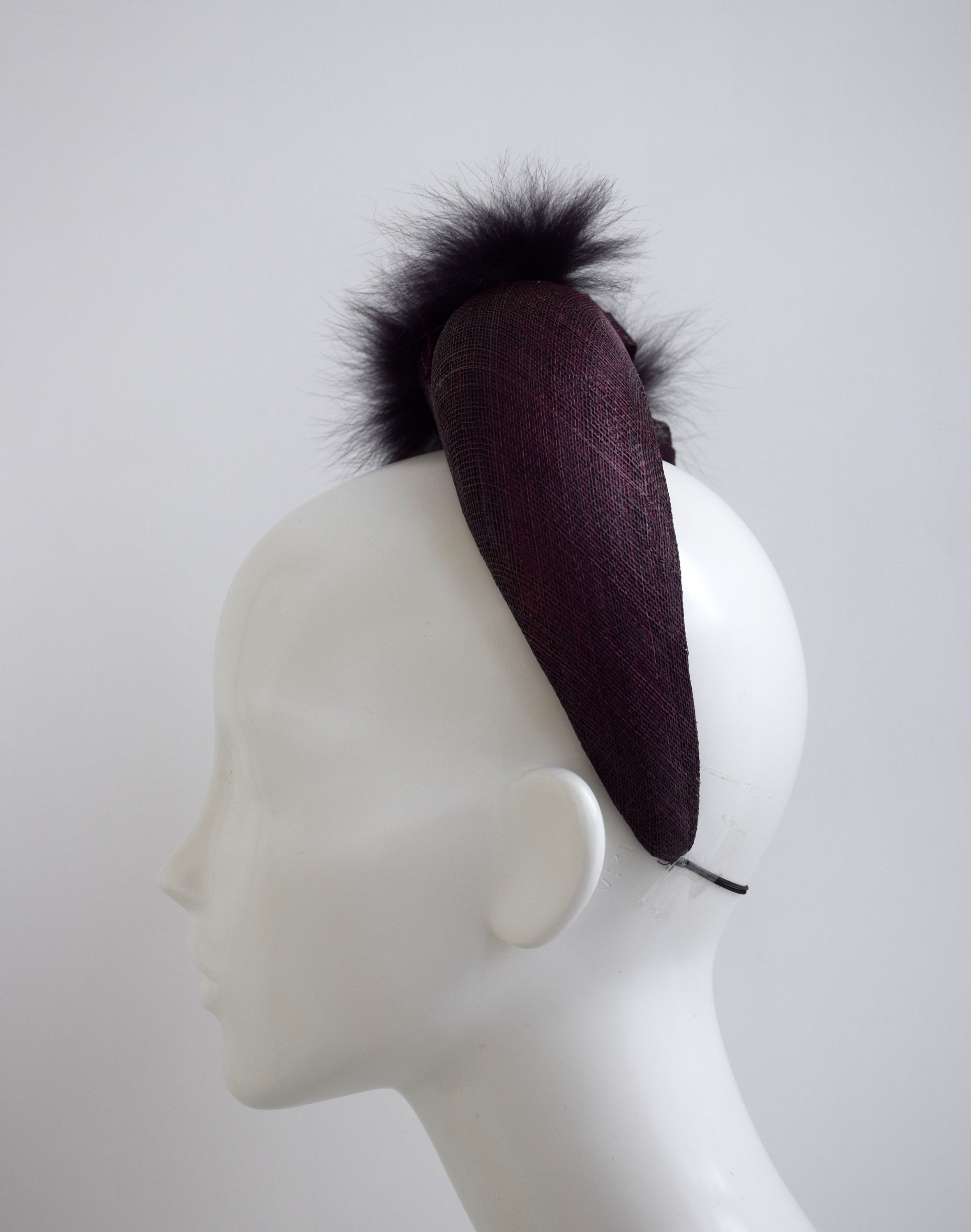 Aubergine Headband Hat Eggplant Purple Fur Hat Dark Purple Etsy UK
