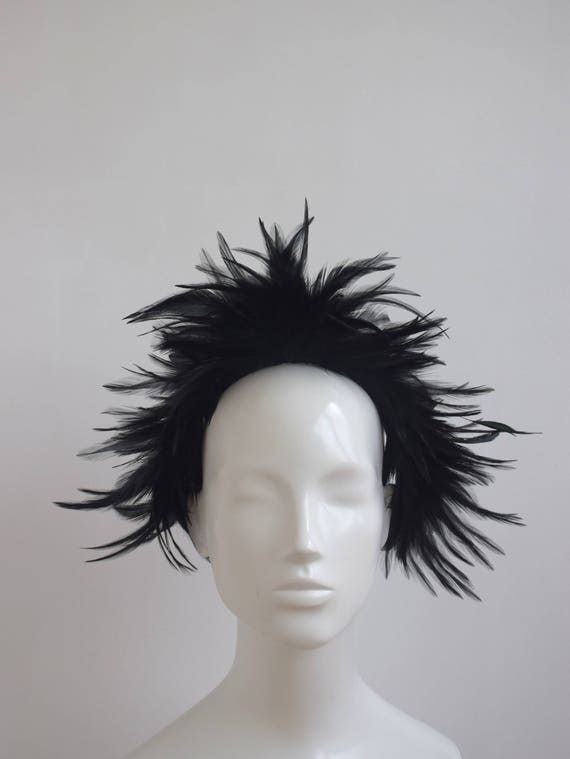 Items similar to Black Feather Fascinator - Large Feather Fascinator ...