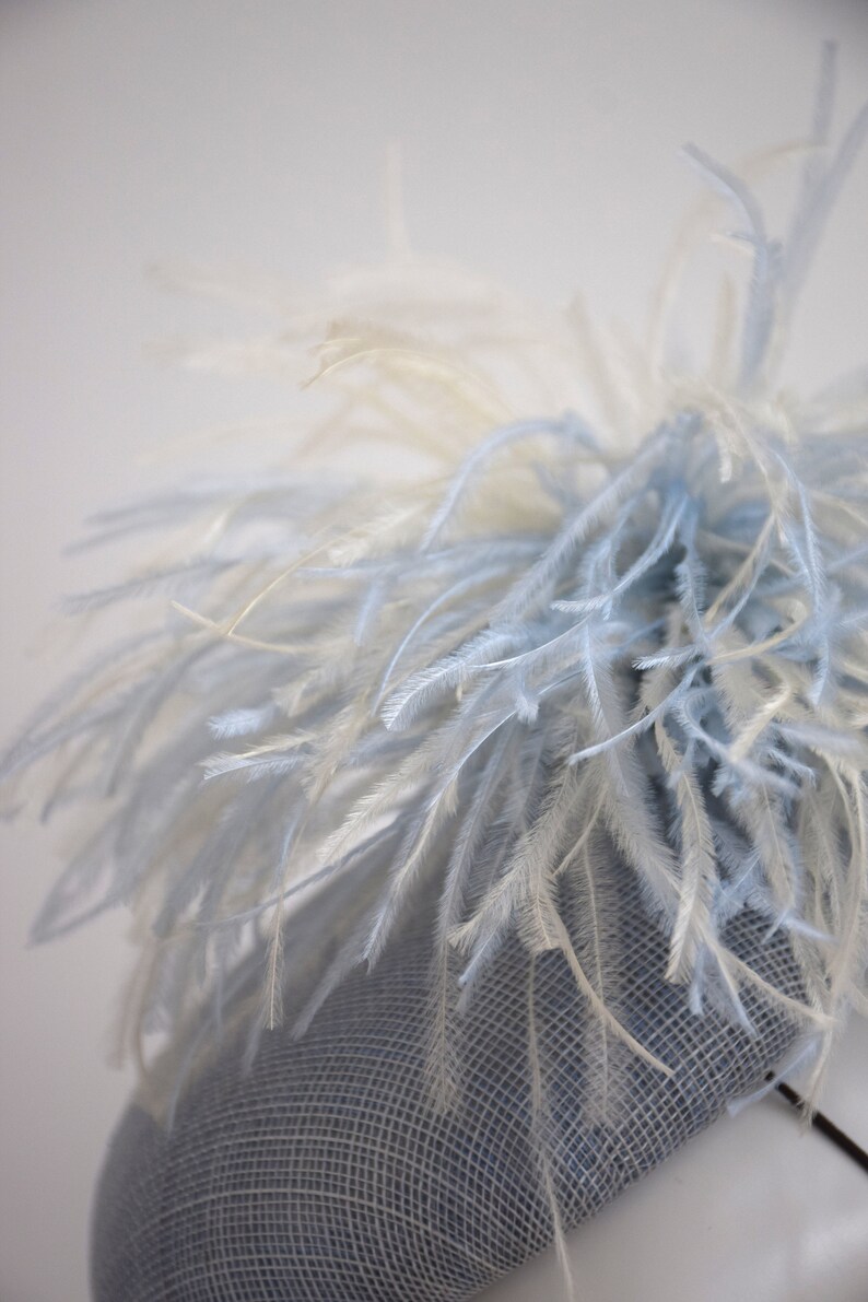 Light Blue Pillbox Hat Powder Blue Cocktail Hat Pastel Blue Ladies Day Racing Style Derby Hat Pale Blue Wedding Fascinator Ascot Hat