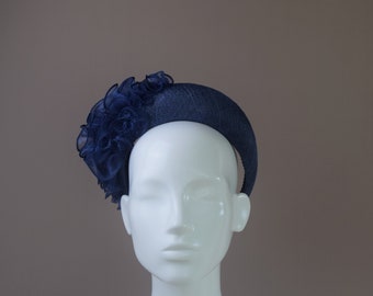 Navy Blue Halo Crown - Navy Halo Headband - Navy Blue Wedding Guest Headband - Navy Blue Wedding Hairband Fascinator - Navy Wide Headband