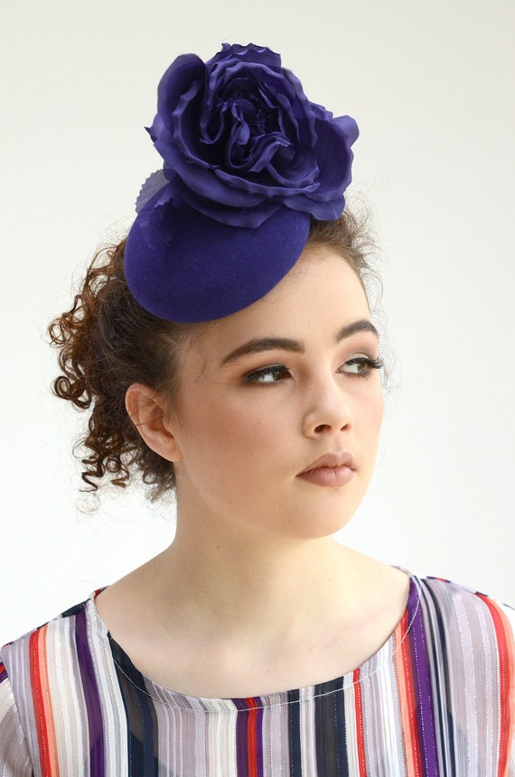 purple wedding hats and fascinators