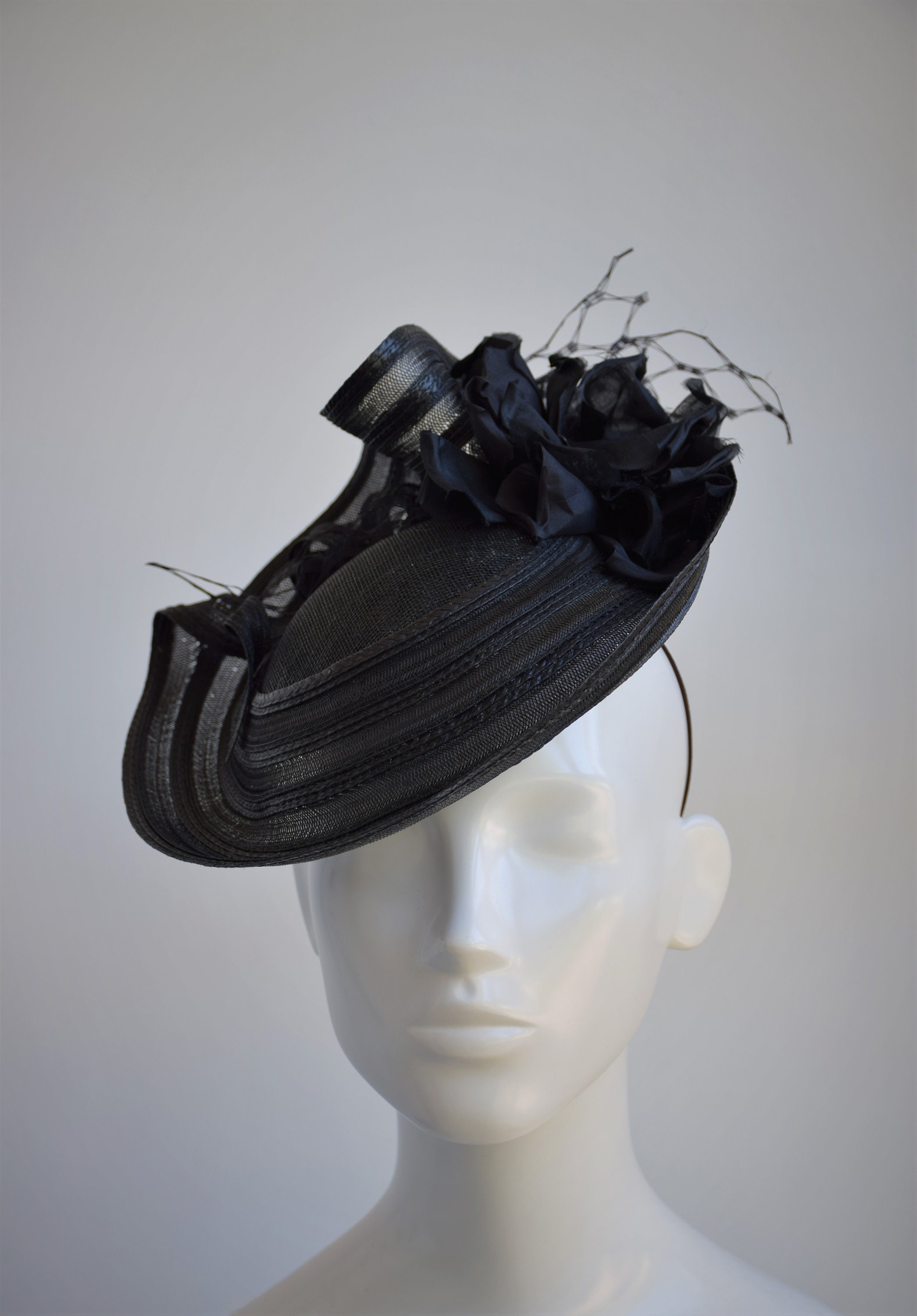 Wedding Guest Hat Black Fascinator Hat 