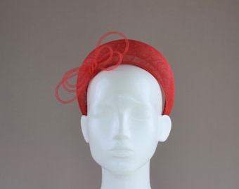 Bright Scarlet Red Headband Hat - Postbox Red Headband Hat - Red Wedding Guest Headband -  Duchess of Cambridge Style Red Hairband