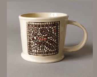Handmade Ceramic Coffee Mug, Mosaic Pottery Cup (5oz)