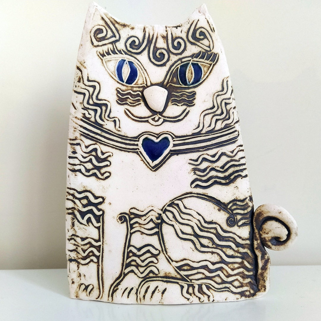 Ceramic Cat Figure Cat Lover Gift Animal Figurine Pottery Etsy Australia