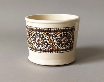 Tasse à expresso en céramique faite main, poterie mosaïque, sans anse