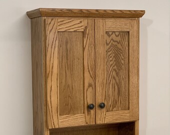 Over the Toilet Oak Bathroom Vanity/Medicine Cabinet Shaker Style in Oak Wood by Ideas to Home