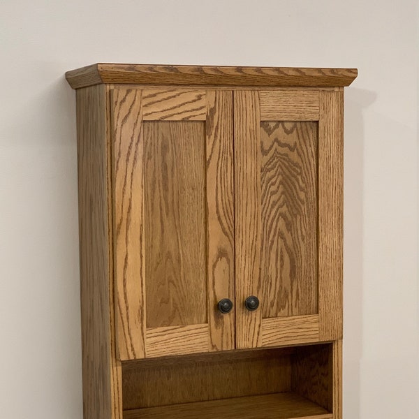 Over the Toilet Oak Bathroom Vanity/Medicine Cabinet Shaker Style in Oak Wood by Ideas to Home