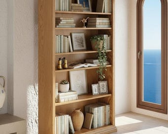 Traditional Oak 36"Wide Standard Open Bookshelves