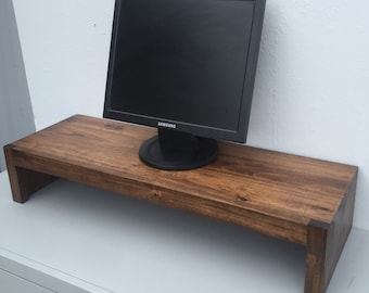 Rustic TV/Monitor Riser in Alder in 26&quot; or 38&quot;w x 12&quot;d x 7&quot;h by ideastohome