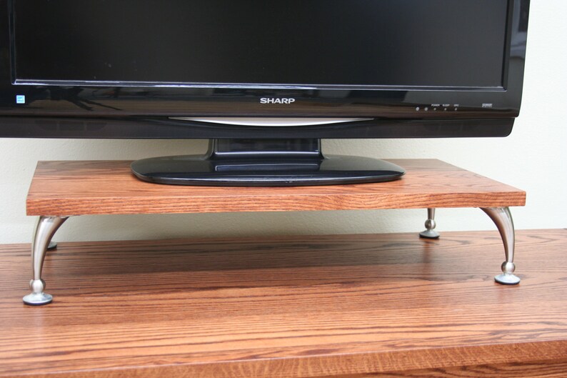 TV Riser/monitor Riser Stand Curved Legs in Mission Oak Wood by
