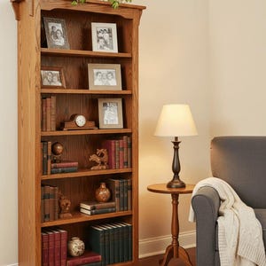 Mission Oak 24" Wide Standard Open Bookshelf - Handcrafted American Made Real Wood Bookcase Storage