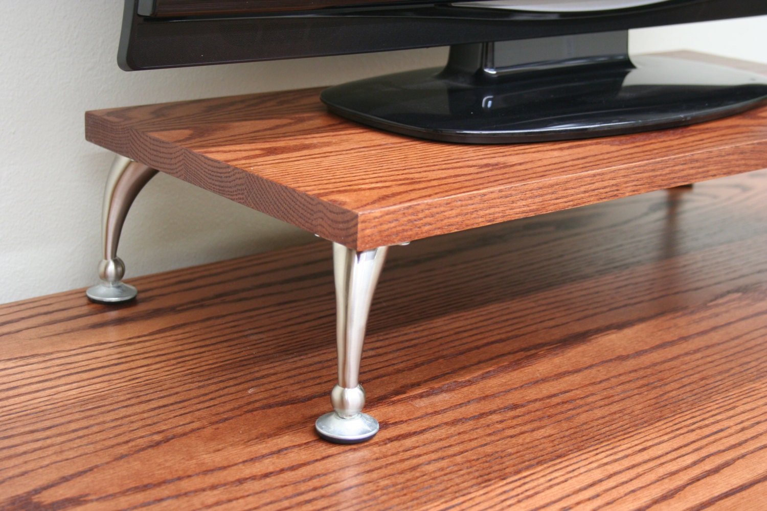 TV Riser/monitor Riser Stand Curved Legs in Mission Oak Wood Etsy UK