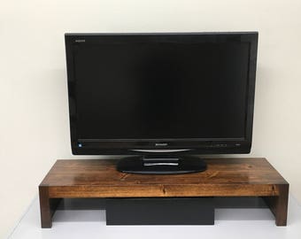 Rustic Modern TV/Monitor Riser in Solid Cottonwood in 26" or 38"w x 12"d x 7"h by ideastohome