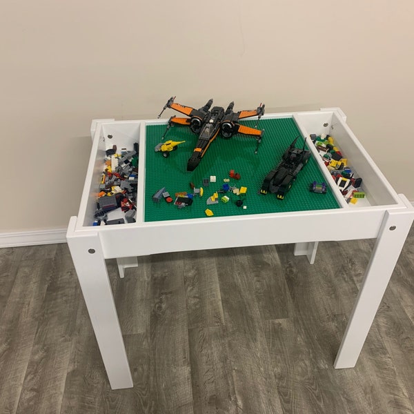 Building bricks table, Kids Craft Table with side storage, Activity table, kids table, Kids Toy Table