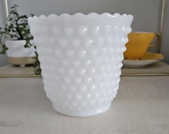 Vintage Hobnail Milk Glass Planter