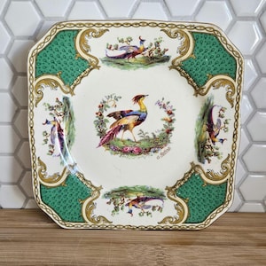 Myott Chelsea Bird Botanical Green Plates - Set of 8