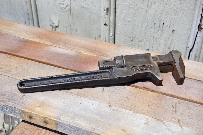TRIMO 15 Smooth Jaw Monkey Wrench Trimont MFG. Co Roxbury Mass Free