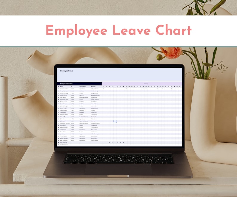 Employee Leave Chart Google Sheet - Etsy