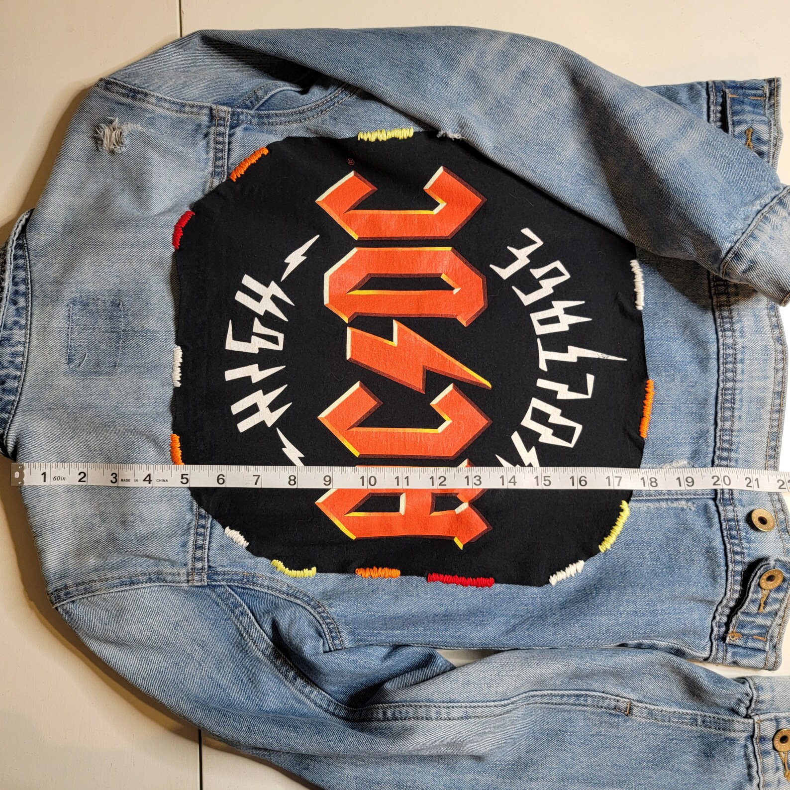 AC/DC Band Tee Denim Jean Jacket, Size Small ACDC - Etsy