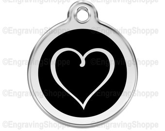 Black Tribal Heart Enamel Stainless Steel Personalized Custom Pet Tag with LIFETIME GUARANTEE ID Tag Dog Tags and Cat Tags Free Engraving