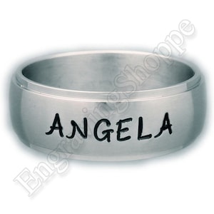 CUSTOM  Couples Ring Name Ring Personalized Ring  HAND STAMPED  Ring Wedding Band Promise Ring Stainless Steel Ring 8mm Tri-Band Silver Ring