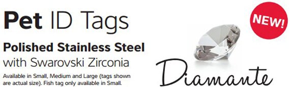 Swarovski Diamante Polished Stainless Steel Bone - Dog Tags and