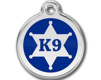 K9 Sheriff Enamel and Stainless Steel Personalized Custom Pet Tag with LIFETIME GUARANTEE ID Tag Dog Tags and Cat Tags Free Engraving