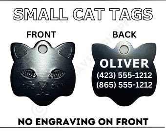 Small Cat Tag, Engraved Cat Tag, Personalized cat tag, pet id tag, cat name tag, cat collar tag, cat id tag, custom cat tag