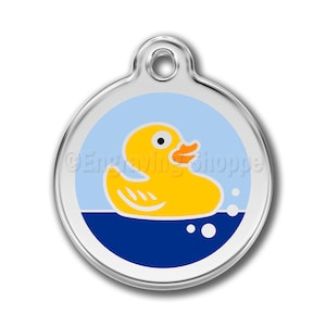 Rubber Duck Enamel and Stainless Steel Personalized Custom Pet Tag with LIFETIME GUARANTEE ID Tag Dog Tags and Cat Tags Free Engraving
