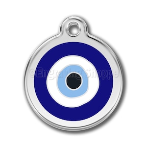 Evil Eye Enamel Stainless Steel Personalized Custom Pet Tag LIFETIME ID Tag Dog Tags and Cat Tags Free Engraving