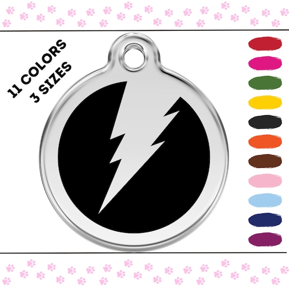 Flash Lightning Enamel and Stainless Steel Personalized Custom Pet Tag with LIFETIME GUARANTEE ID Tag Dog Tags and Cat Tags Free Engraving