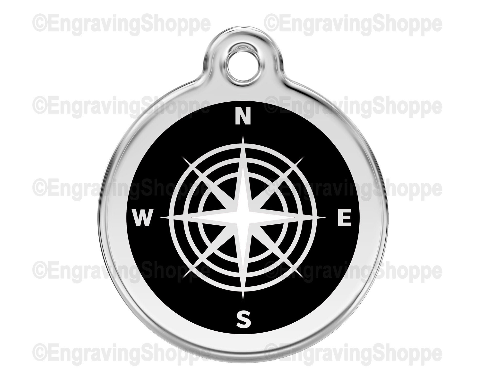Compass Enamel and Stainless Steel Personalized Custom Pet Tag With ...